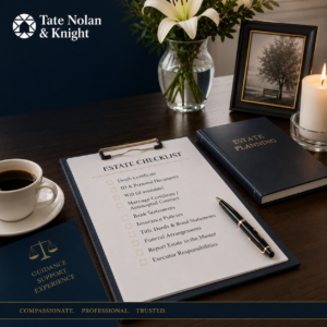 The first 14 days after a death in South Africa with estate planning documents and legal guidance from Tate Nolan & Knight